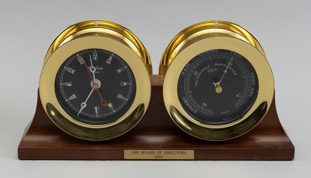 CHELSEA BRASS CLOCK AND BAROMETER 30b770