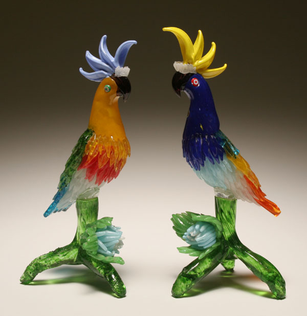 Murano glass parrot figurines  4df30