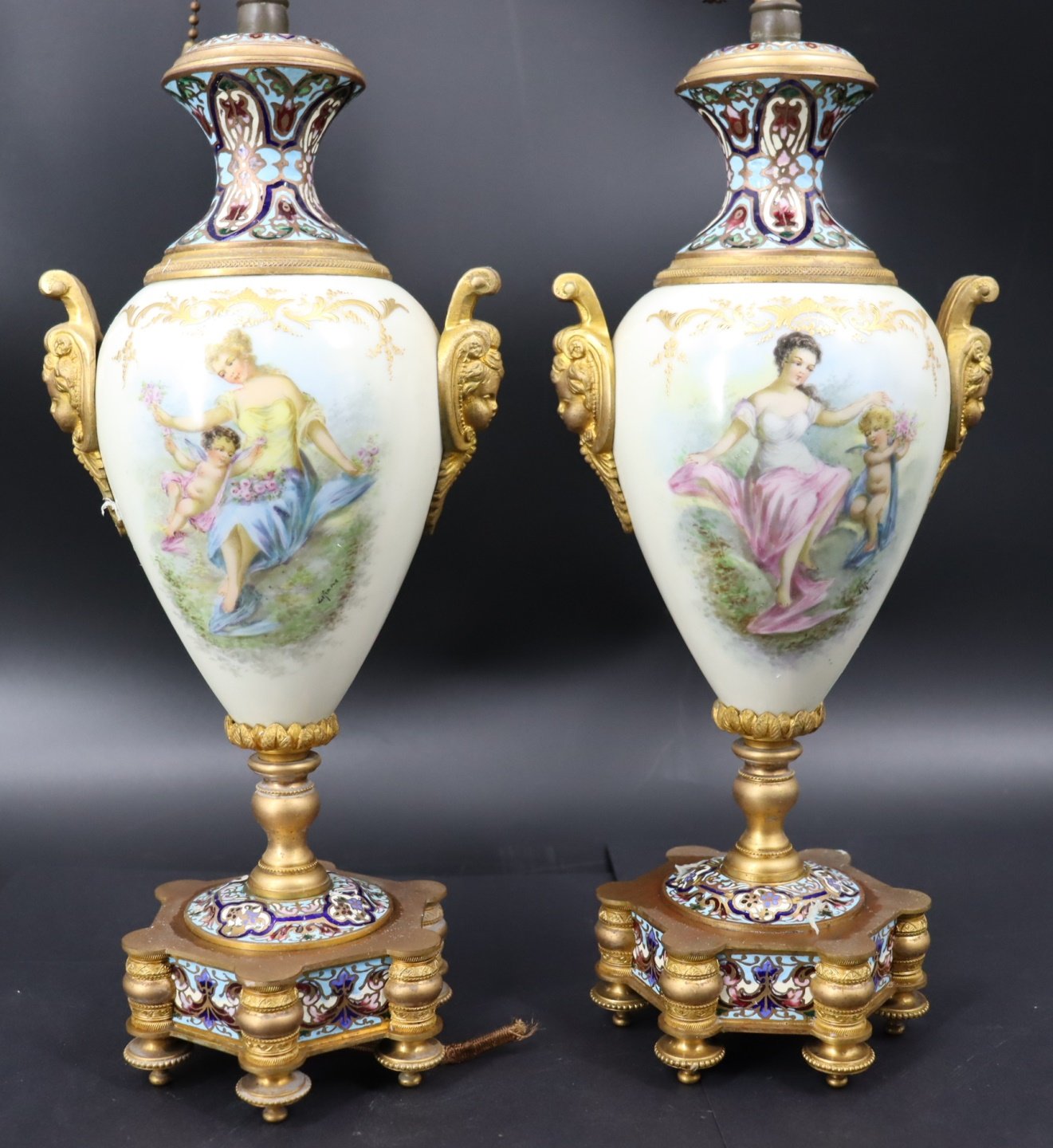 PAIR OF SEVRES PORCELAIN ENAMEL 30b7f0