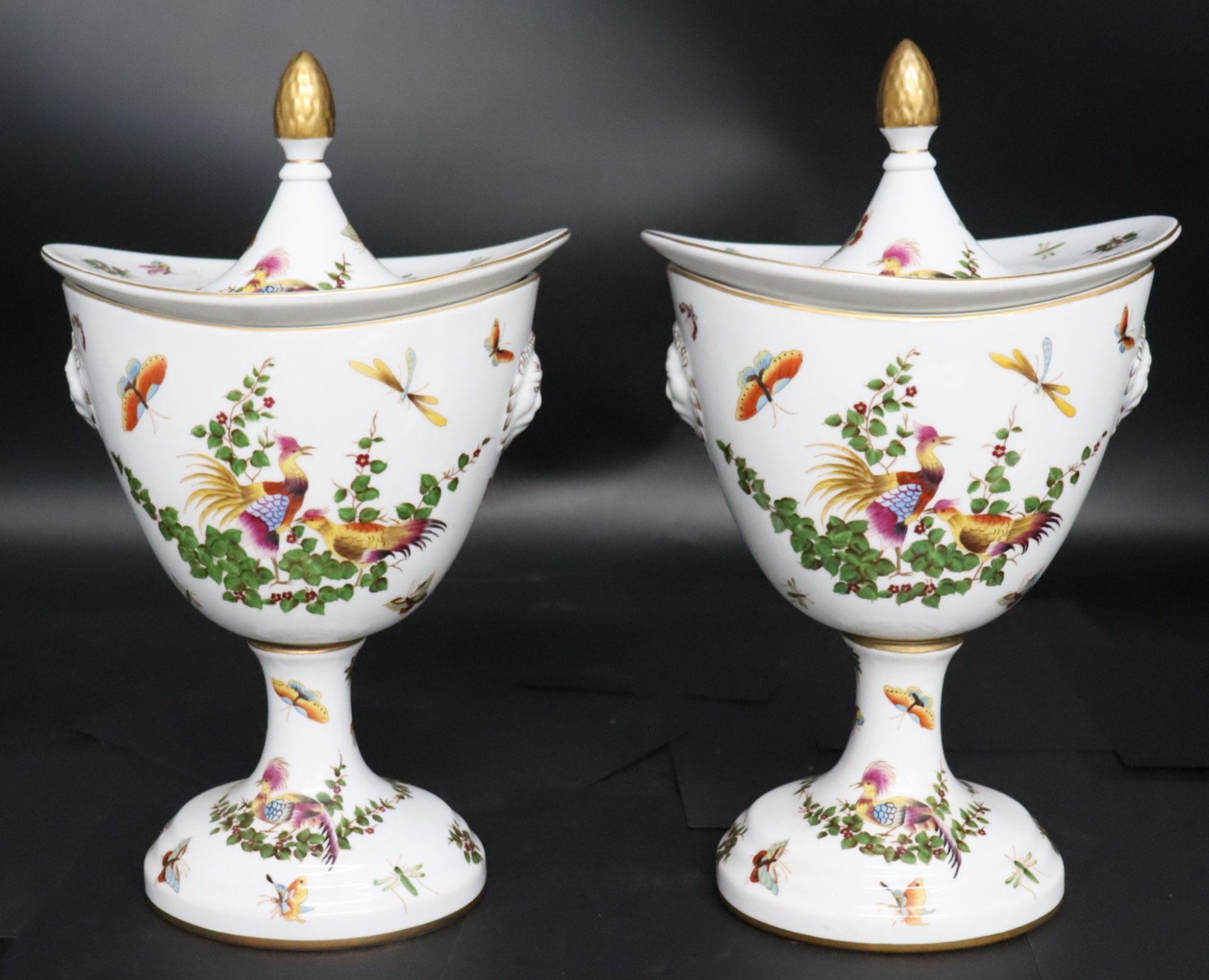 PAIR OF LIMOGES PORCELAIN LIDDED