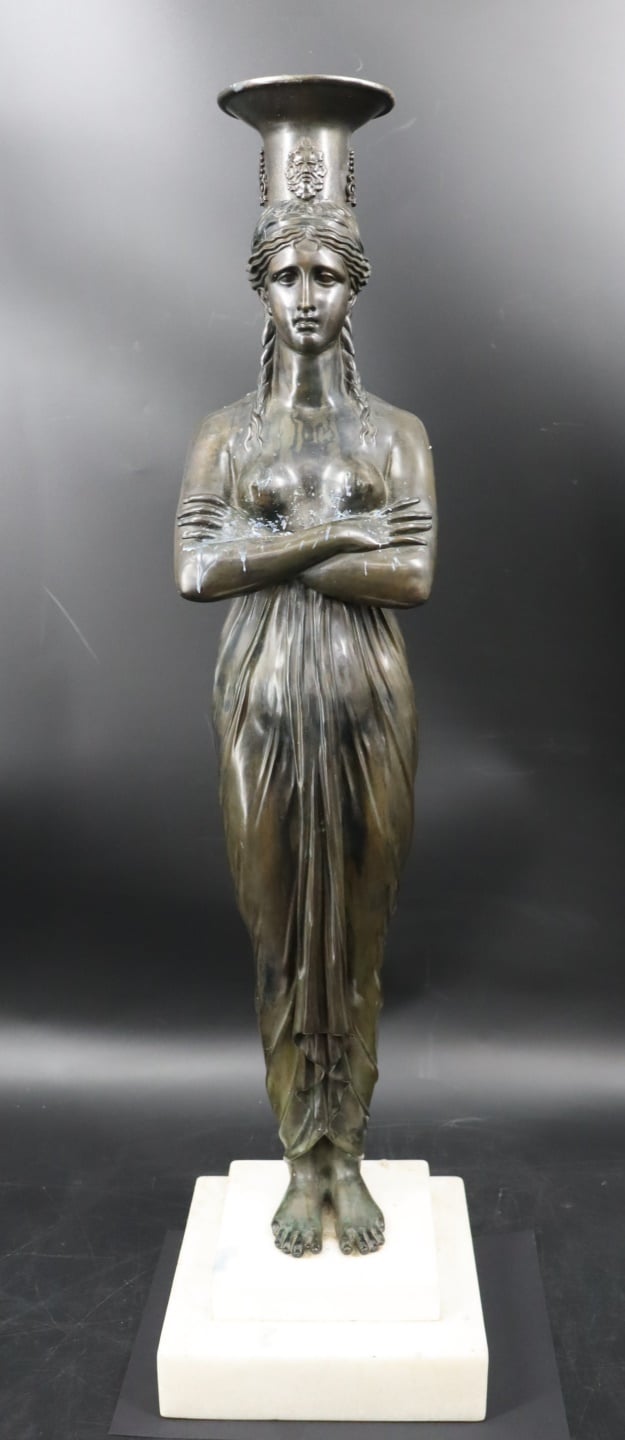 ANTIQUE EMPIRE STYLE BRONZE FIGURAL