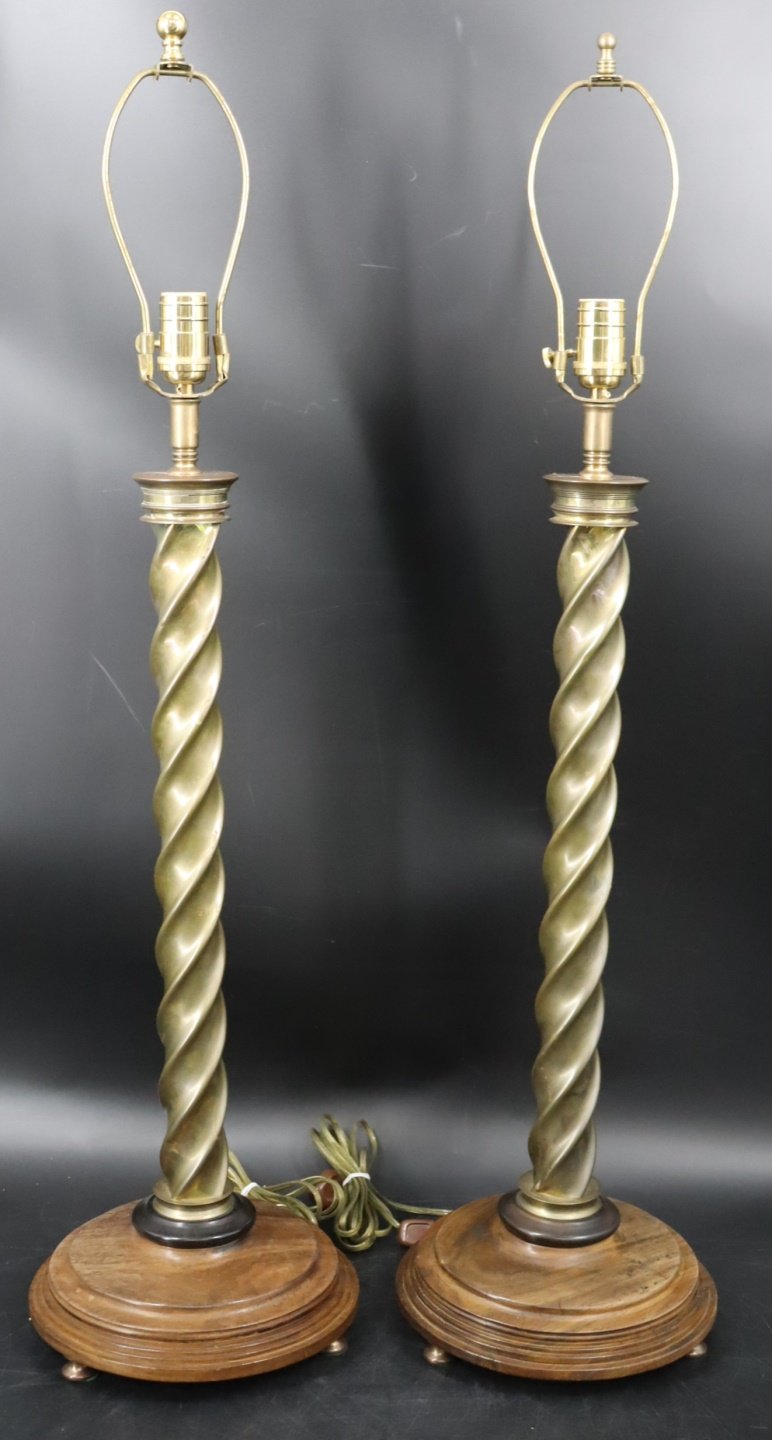 A PAIR OF GILT METAL TWIST COLUMN 30b81c