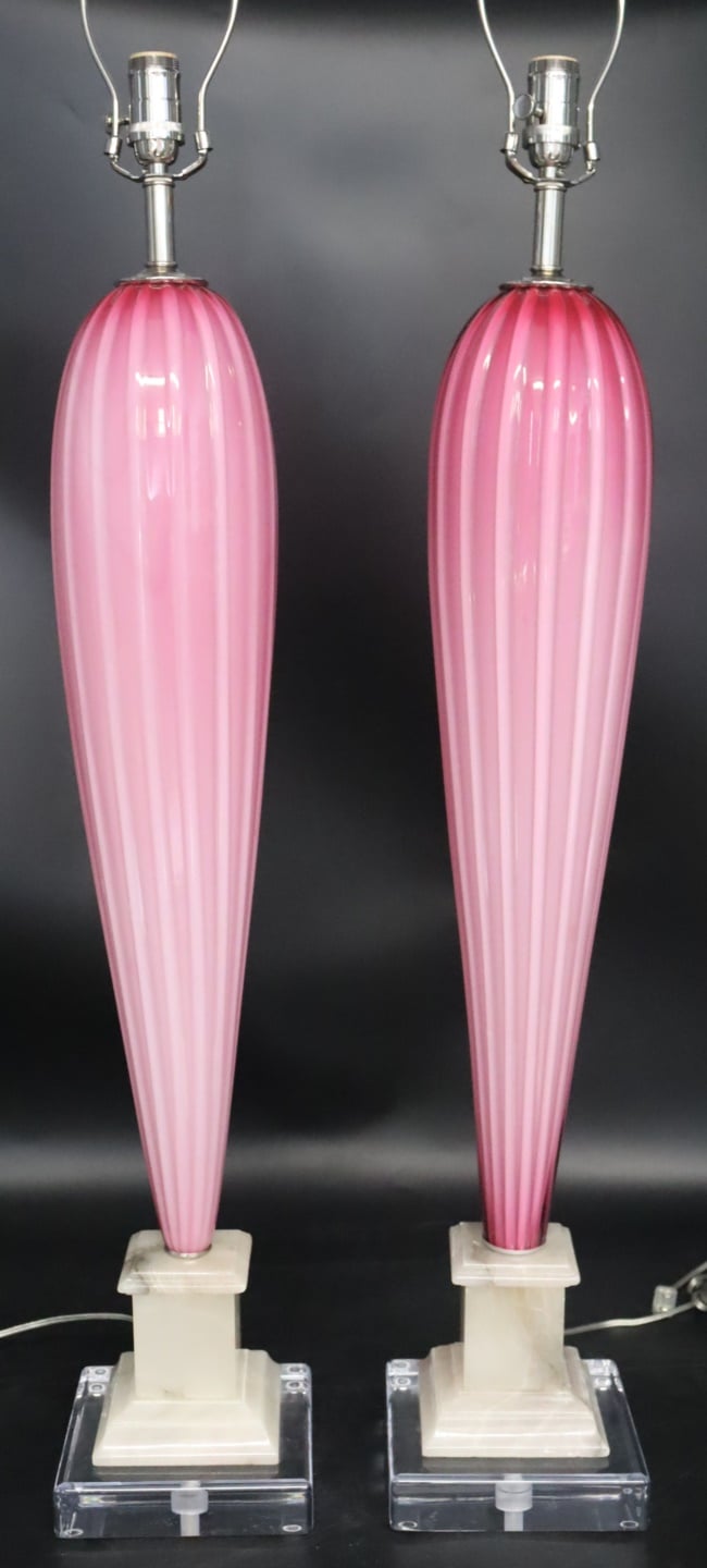 VINTAGE PAIR OF PINK SWANK MURANO 30b827