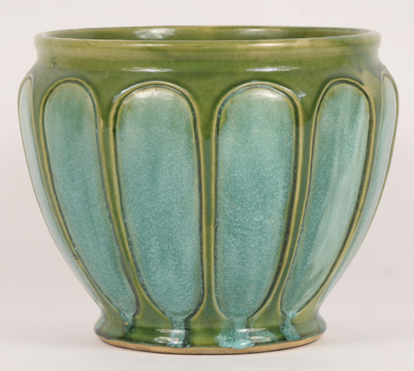 Molded drip glaze ceramic jardiniere