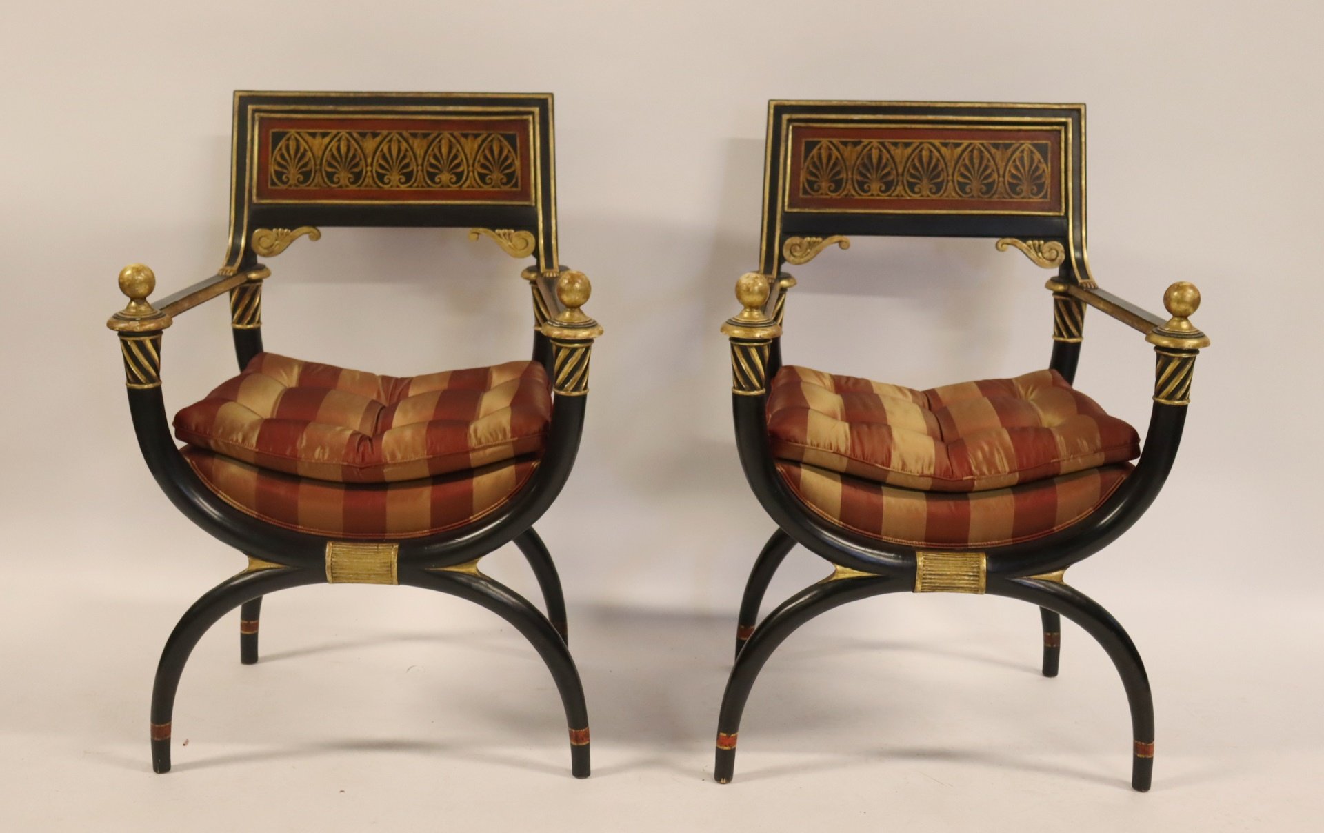 A FINE PAIR OF CARVED, EBONISED,