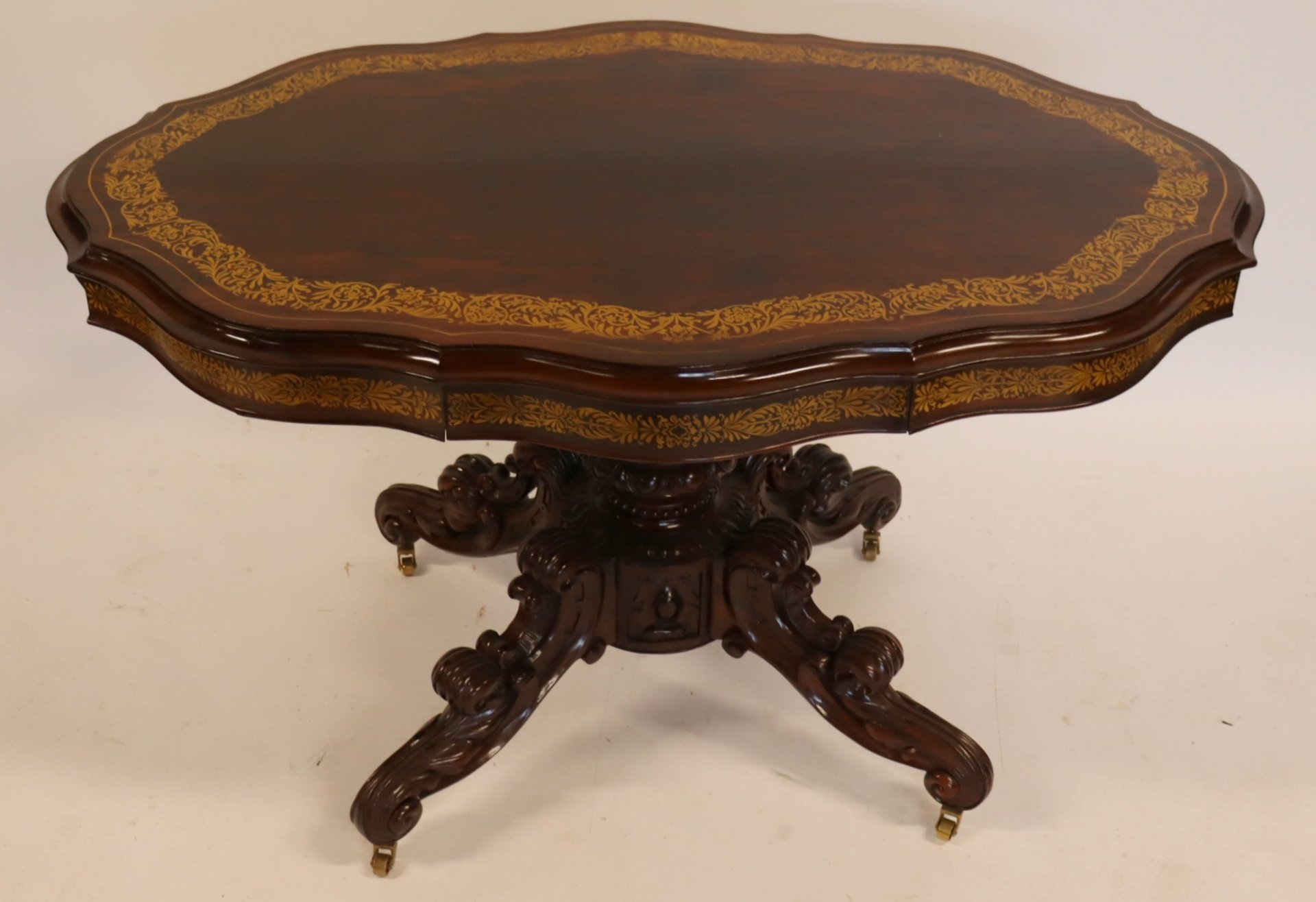 VICTORIAN CARVED & INLAID ROSEWOOD