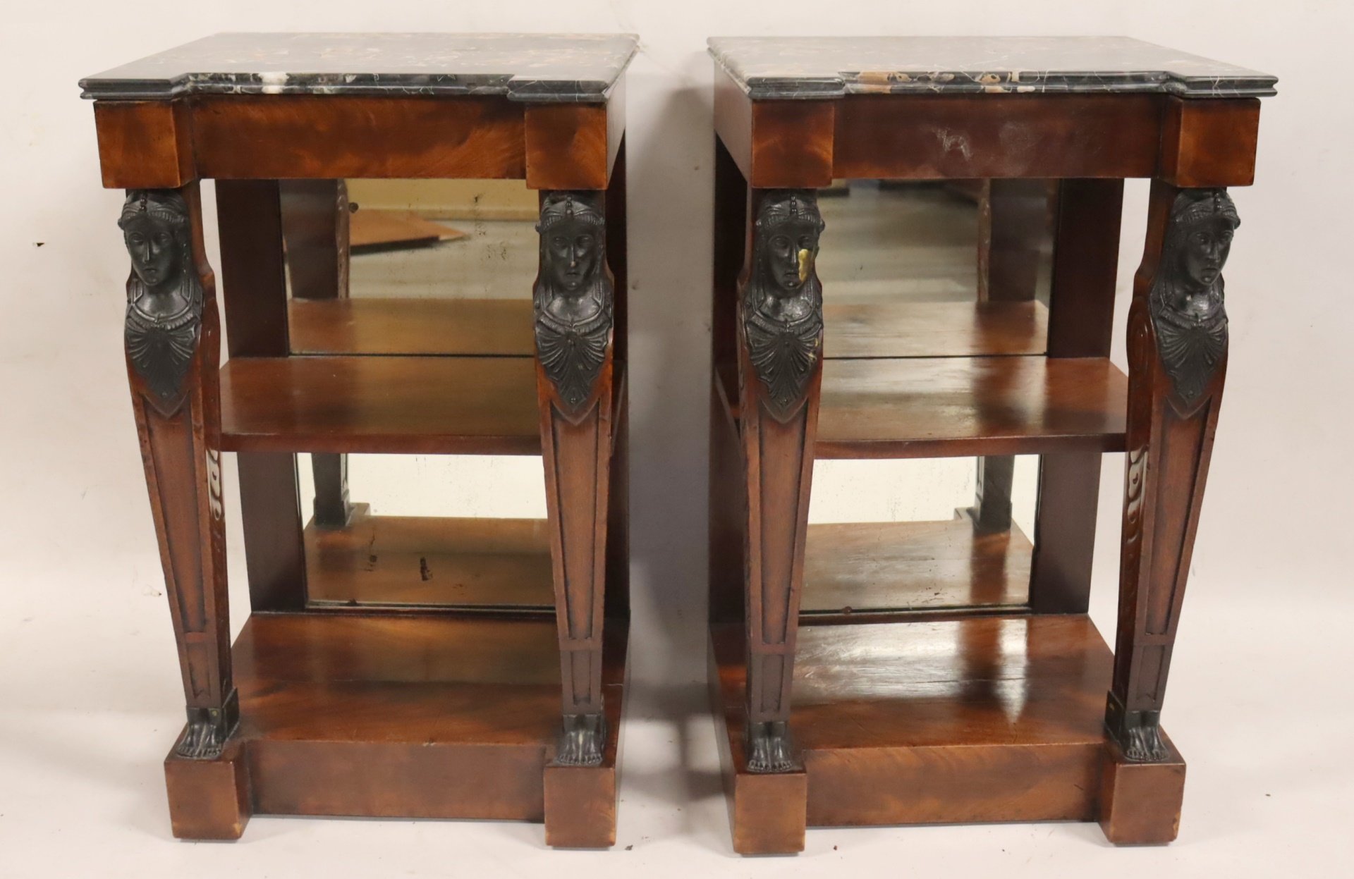 PAIR OF REGENCY MARBLE TOPPED MAHOGANY 30b8b4