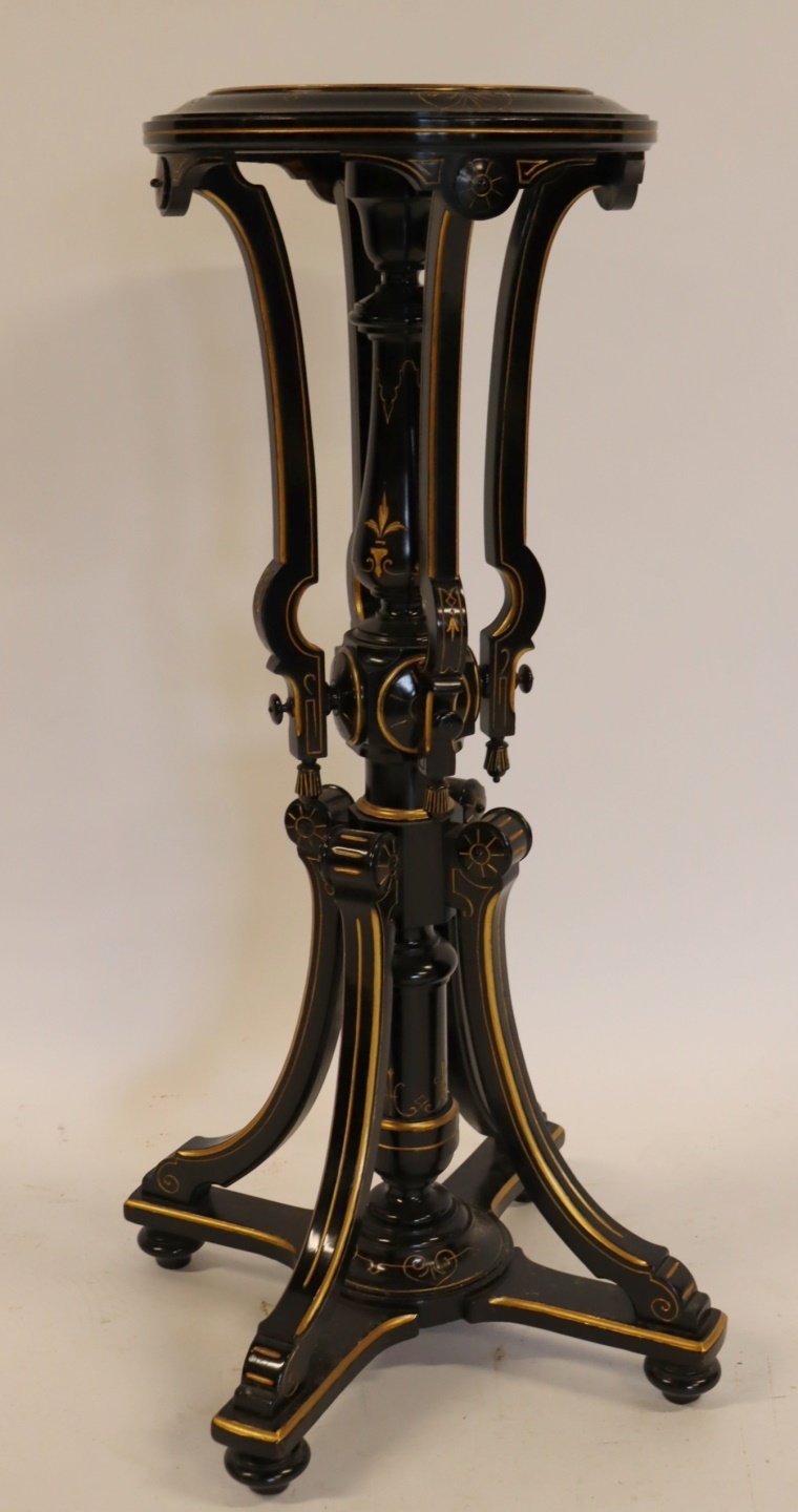 AMERICAN EBONISED & GILT DECORATED