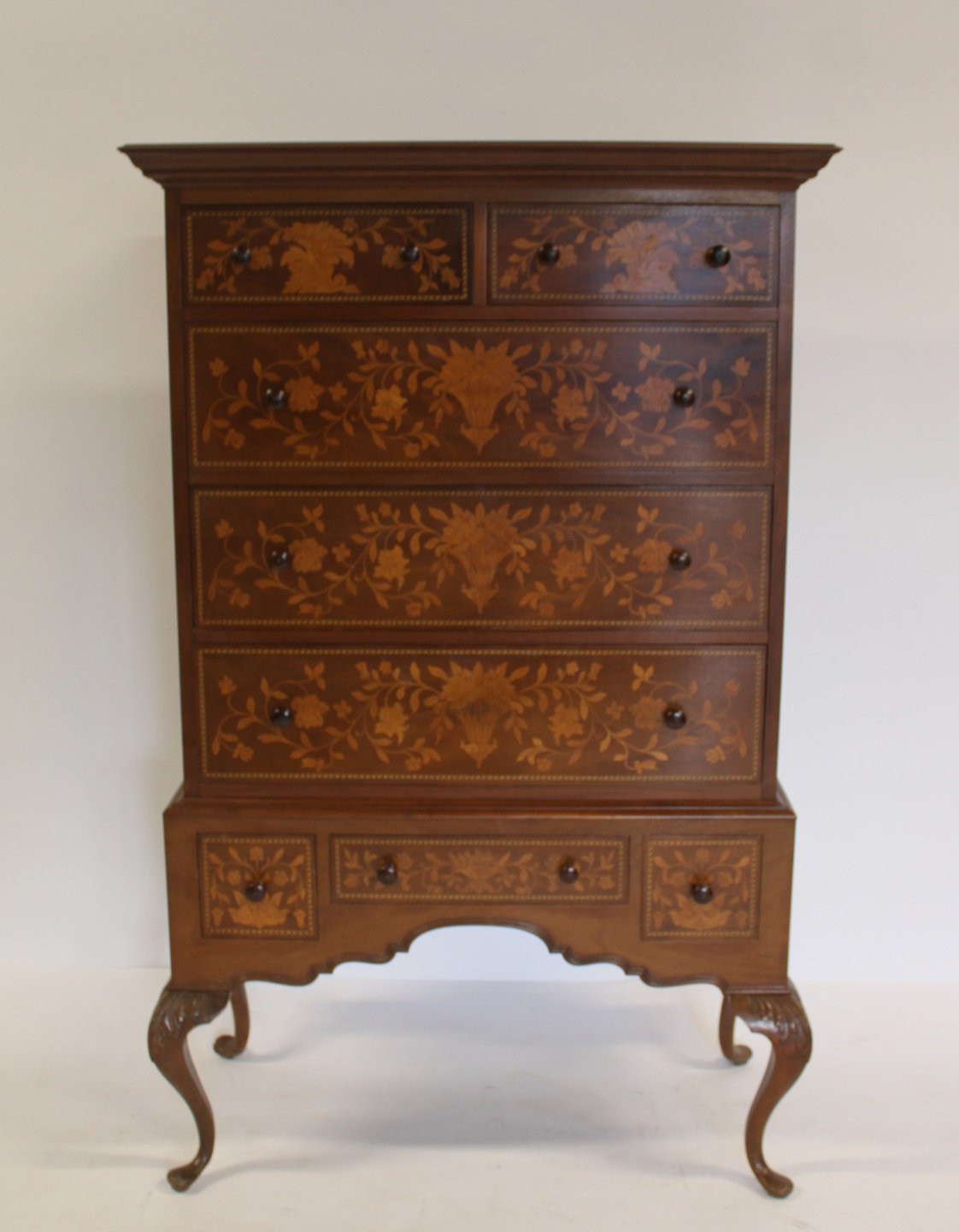 ANTIQUE MAHOGANY MARQUETRY INLAID