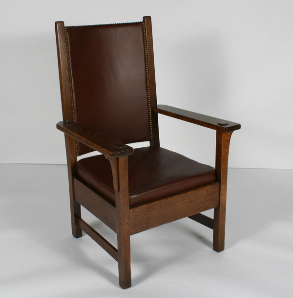 Mission oak chair by Stickley Bros.,