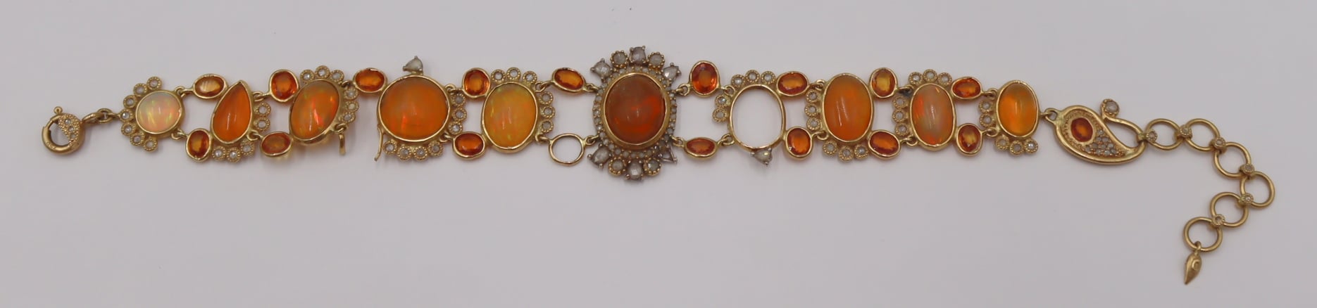 JEWELRY. SIGNED 20KT GOLD, OPAL, GEM