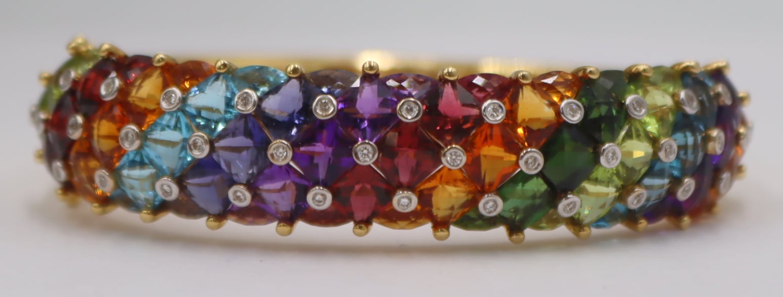 JEWELRY. SIGNED 18KT GOLD, "RAINBOW"