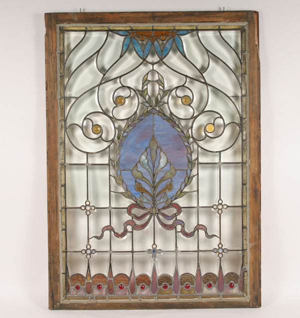 Leaded beveled window with lavender 4df54