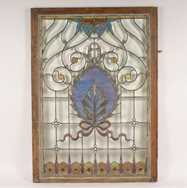 Leaded beveled window with lavender