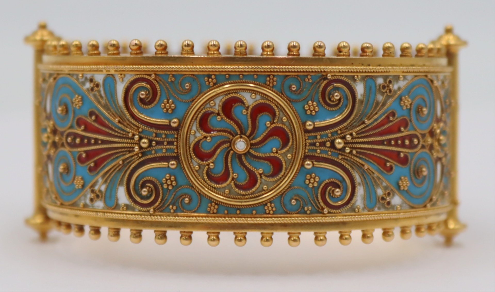 JEWELRY. VICTORIAN 14KT GOLD AND ENAMEL