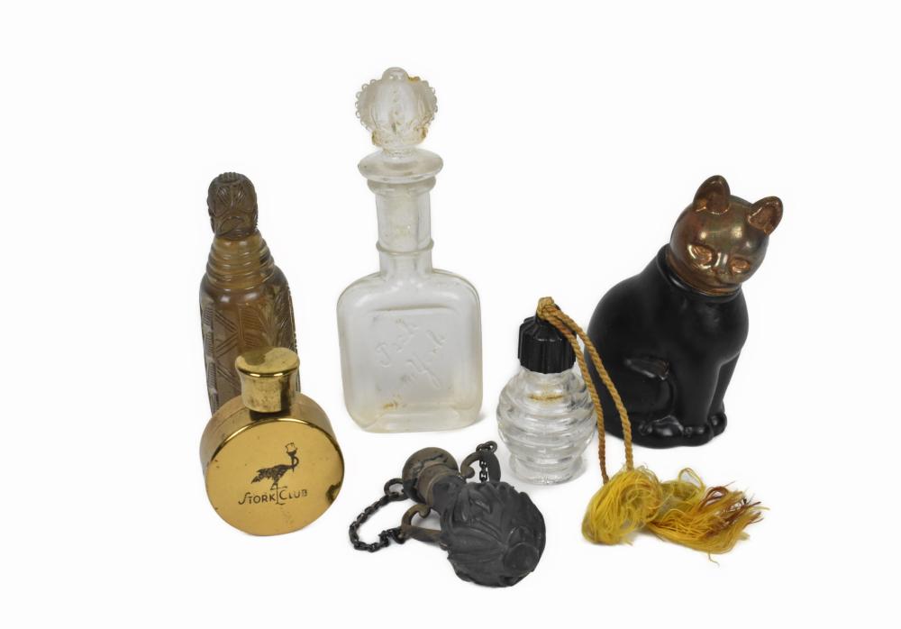 GROUP OF SIX ANTIQUE SCENT BOTTLES,