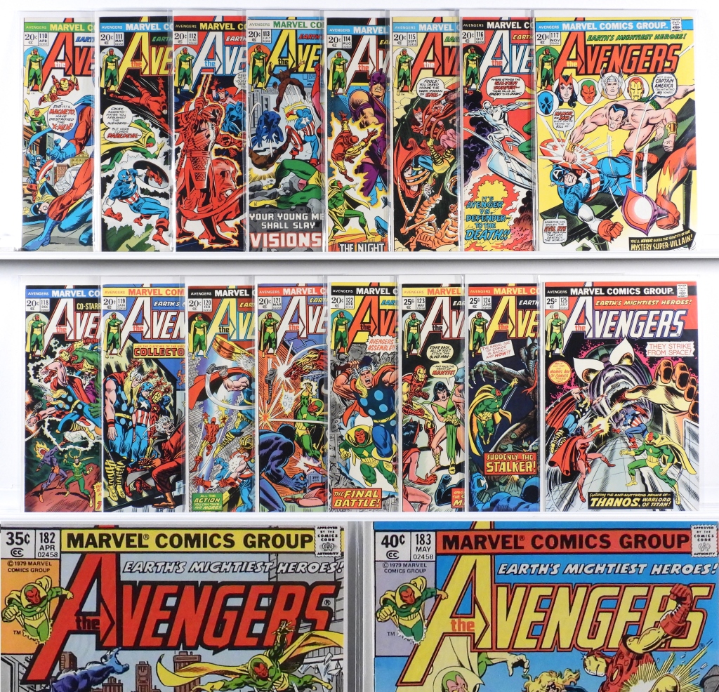 77PC MARVEL COMICS AVENGERS #110-#185