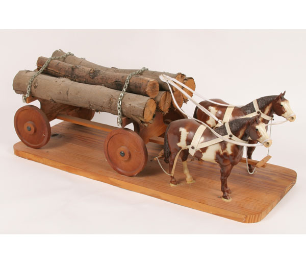 Breyer two horse hitch log wagon  4df8e