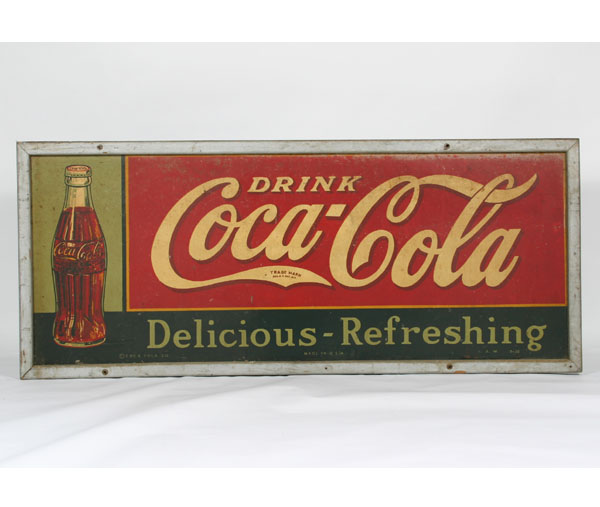 Vintage framed tin advertising