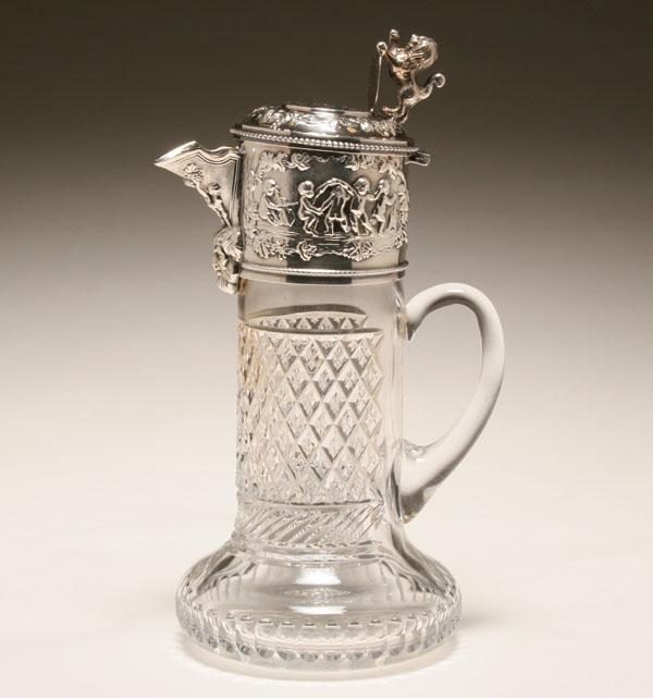 Victorian silver mounted glass claret