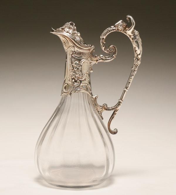 French silver mounted claret jug;