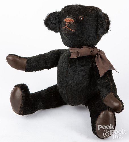 BLACK MOHAIR MOURNING TEDDY BEARBlack