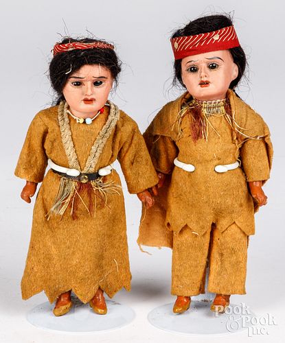 PAIR OF GERMAN BISQUE NATIVE AMERICAN 30e403