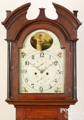 PAINTED PINE TALL CASE CLOCK EARLY