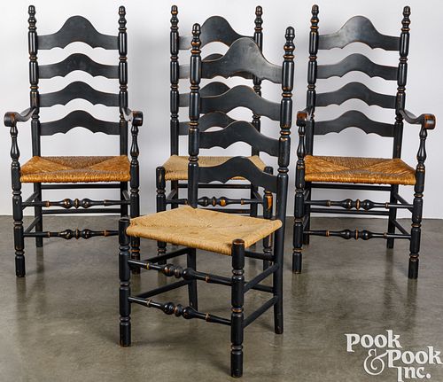 FOUR CONTEMPORARY LADDERBACK CHAIRSFour