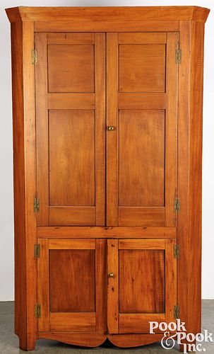 TIGER MAPLE ONE PIECE CORNER CUPBOARD,