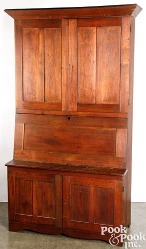 WALNUT SECRETARY DESK, 19TH C.Walnut