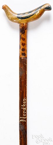 NORWEGIAN CARVED AND PAINTED CANE,