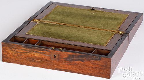 ROSEWOOD LAP DESK, 19TH C.Rosewood