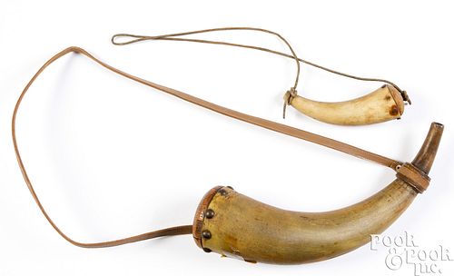 TWO POWDER HORNSTwo powder horns,