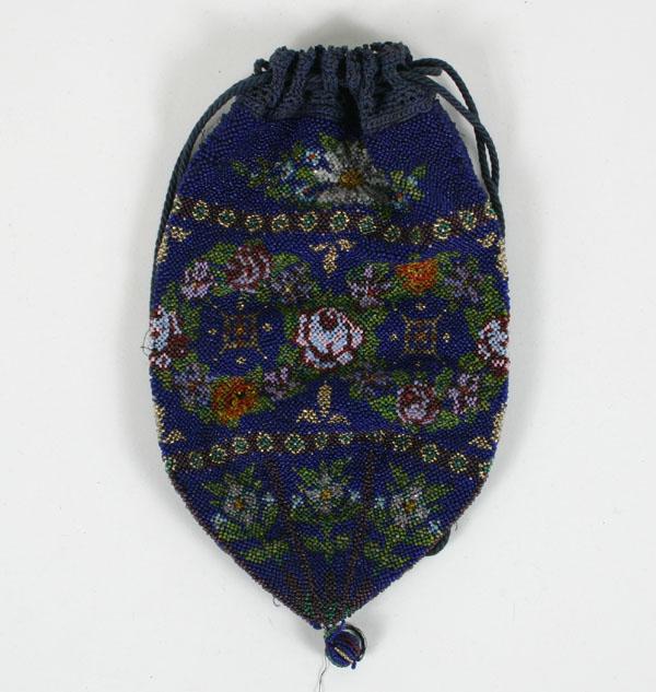 Victorian Glass Beaded Floral Bag Pouch 4e3be