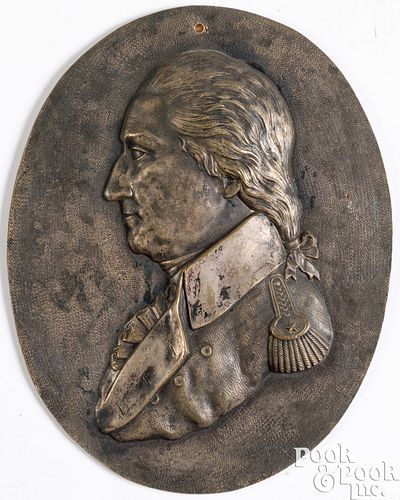 BRONZE PLAQUE OF GEORGE WASHINGTON  30e576