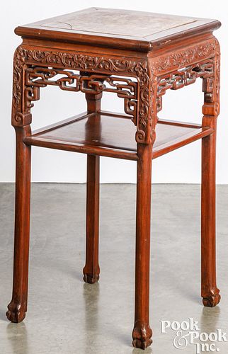 CHINESE CARVED HARDWOOD MARBLE