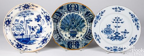 THREE DELFT CHARGERS, 18TH C.Three