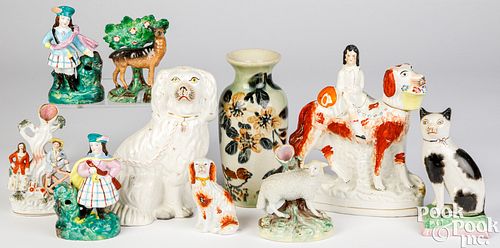 STAFFORDSHIRE PORCELAIN FIGURES AND