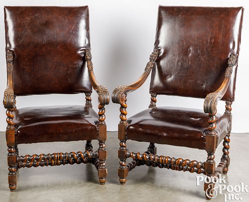 PAIR OF GOTHIC STYLE CARVED ARMCHAIRSPair