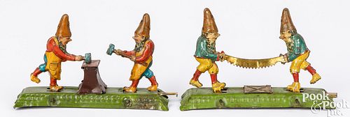 TWO TIN LITHOGRAPH ANIMATED GNOMES 30e613