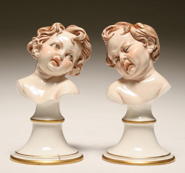 Pair Art Italy porcelain children