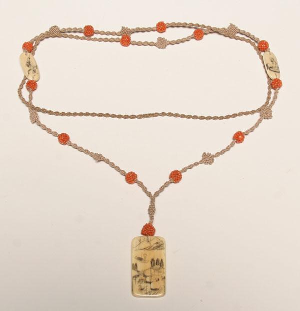 Chinese bone and coral knotted 4e3e8