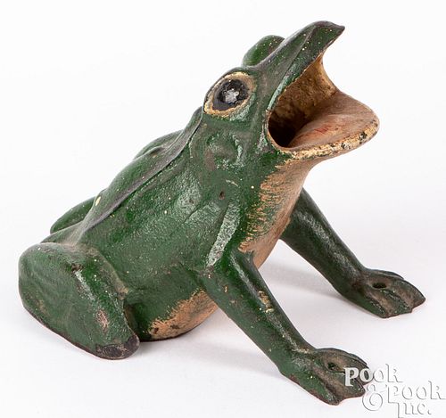 CAST IRON PAINTED FROG COIN TOSSCast