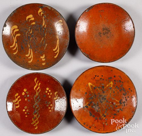 FOUR REDWARE PLATES, EARLY 19TH