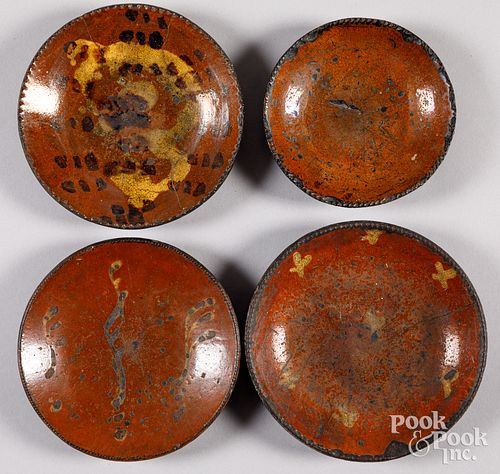 FOUR REDWARE PLATES EARLY 19TH 30e7c2