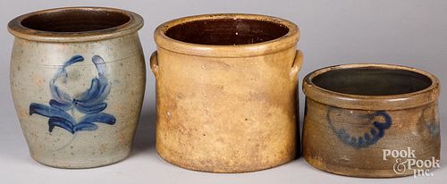 THREE PIECES OF STONEWARE, 19TH