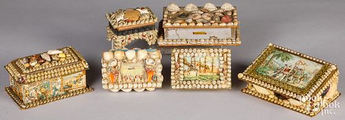 SIX NAUTICAL SEASHELL TRINKET BOXES  30e7e7