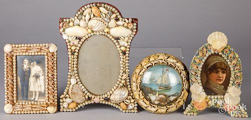 FOUR NAUTICAL SEASHELL FRAMES  30e7e5