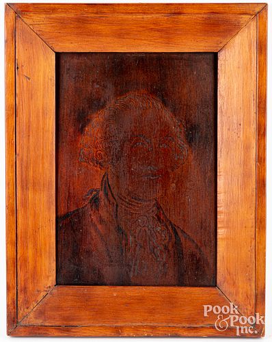 PORTRAIT ON PINE OF GEORGE WASHINGTONIncised 30e7fe